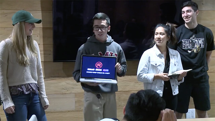 A student group presenting a project